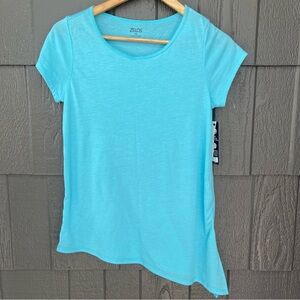 Zelos turquoise asymmetrical active top